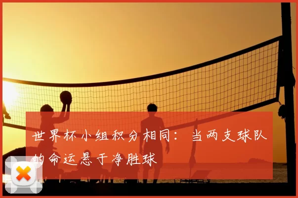 世界杯小组积分相同:当两支球队的命运悬于净胜球